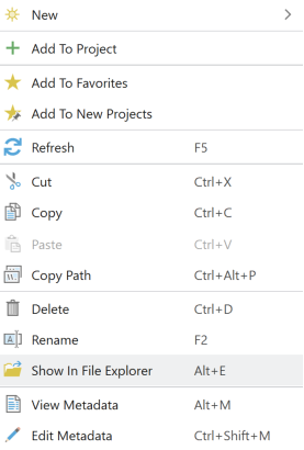 Show in Explorer context option